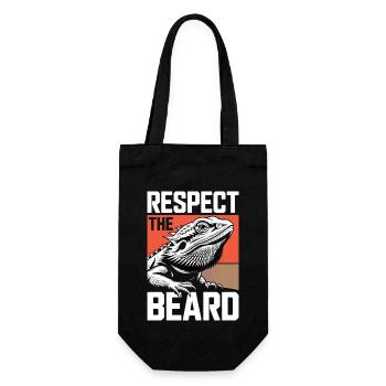 Respect the Beard! Bartagame Reptil Terraristik - Geschenkbeutel für Flaschen - Schwarz - Vorne