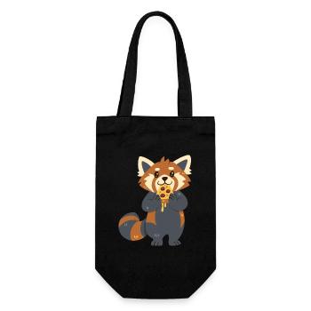 Panda roux avec pizza - Sac à bouteille - noir - Devant