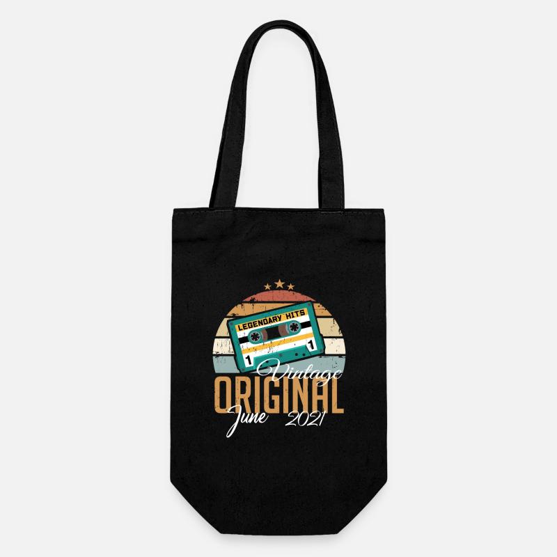 Original June 2021 born vintage 2021 retro - Gift Bag for Bottles - black