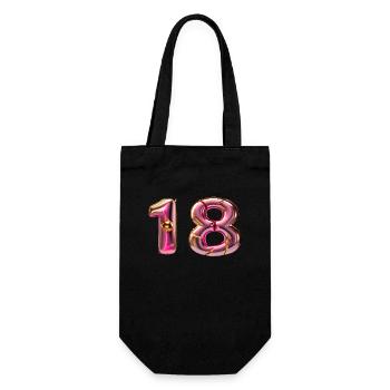 18 - Pink Golden Foil Balloon - Gift Bag for Bottles - black - Front