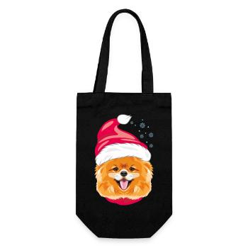 Chien de Poméranie heureux au chapeau du Père Noël - Sac à bouteille - noir - Devant