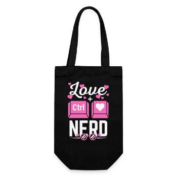 Liebe Nerd CTRL - Herz - Geschenkbeutel für Flaschen - Schwarz - Vorne