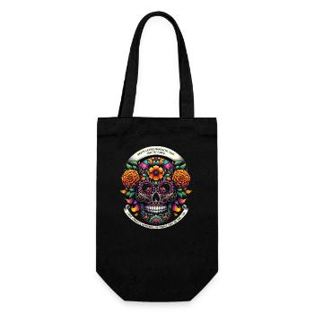 Ewige Ringelblume Calavera - Geschenkbeutel für Flaschen - Schwarz - Vorne