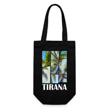 Tirana Tirane Albania Summer Palm Trees Beach Sea - Gift Bag for Bottles - black - Front