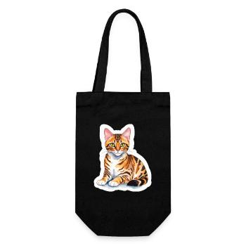 Bengalkatze Wasserfarben - Geschenkbeutel für Flaschen - Schwarz - Vorne