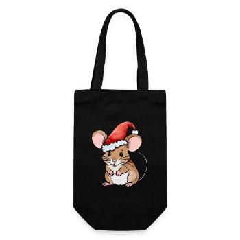 Mouse Christmas Drawing - Gift Bag for Bottles - black - Front