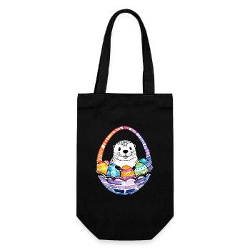Otter Easter Watercolor - Gift Bag for Bottles - black - Front