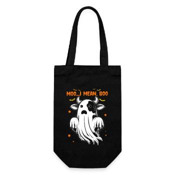 Ghost Cow Moo I Mean Boo Pumpkin Moon Halloween - Gift Bag for Bottles - black - Front