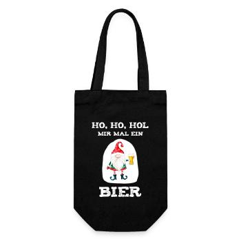 HO HO HOL mir mal ein Bier Weihnacht Christmas Fun - Gift Bag for Bottles - black - Front