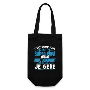 Un super papa et un aide soignant - Sac à bouteille - noir - Devant