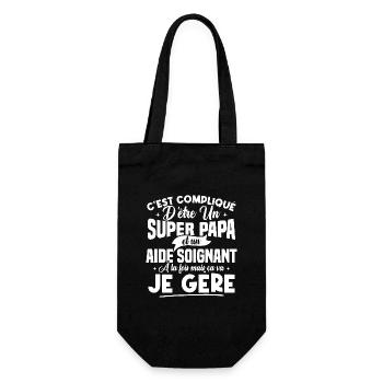 Un super papa et un aide soignant - Sac à bouteille - noir - Devant