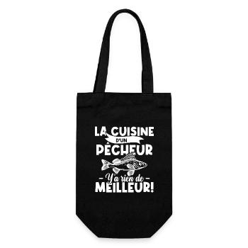 La cuisine d'un pêcheur, Humour cadeau pêcheur - Sac à bouteille - noir - Devant