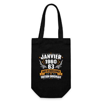 Vintage Cadeau Janvier 1960, 63 Ans Anniversaire - Sac à bouteille - noir - Devant