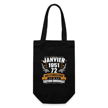 Vintage Cadeau Janvier 1951, 72 Ans Anniversaire - Sac à bouteille - noir - Devant