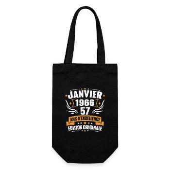 Vintage Cadeau Janvier 1966, 57 Ans Anniversaire - Sac à bouteille - noir - Devant