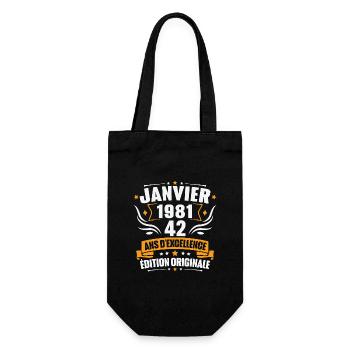Vintage Cadeau Janvier 1981, 42 Ans Anniversaire - Sac à bouteille - noir - Devant