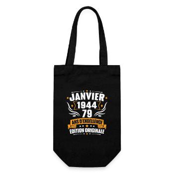Vintage Cadeau Janvier 1944, 79 Ans Anniversaire - Sac à bouteille - noir - Devant