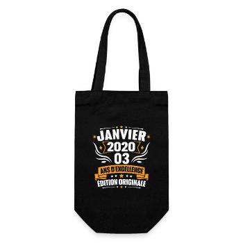 Vintage Cadeau Janvier 2020, 3 Ans Anniversaire - Sac à bouteille - noir - Devant