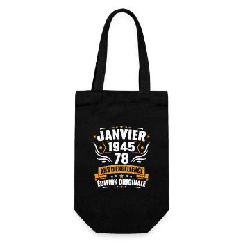 Vintage Gift January 1945, 78 Years Anniversary - Gift Bag for Bottles - black - Front