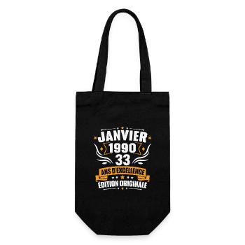 Vintage Gift January 1990, 33 years anniversary - Gift Bag for Bottles - black - Front