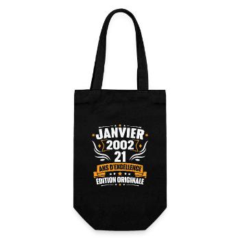 Vintage Cadeau Janvier 2002, 21 Ans Anniversaire - Sac à bouteille - noir - Devant