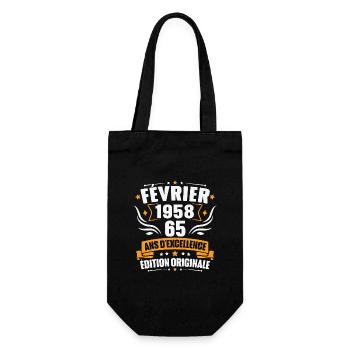 Vintage Cadeau Février 1958, 65 Ans Anniversaire - Sac à bouteille - noir - Devant