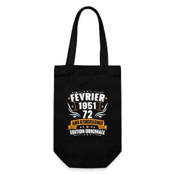Vintage Cadeau Février 1951, 72 Ans Anniversaire - Sac à bouteille - noir - Devant