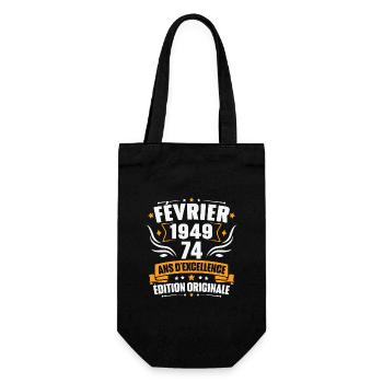 Vintage Cadeau Février 1949, 74 Ans Anniversaire - Sac à bouteille - noir - Devant