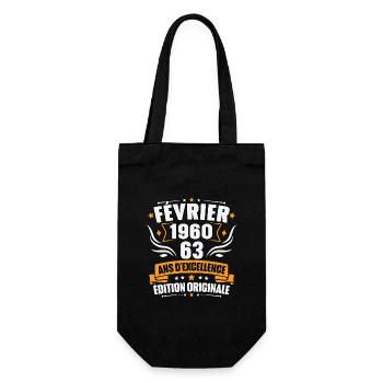 Vintage Cadeau Février 1960, 63 Ans Anniversaire - Sac à bouteille - noir - Devant