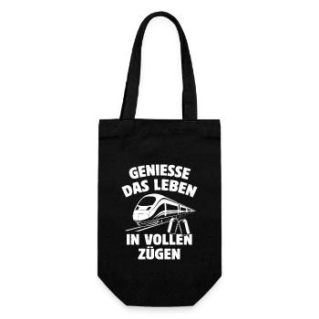 Genieße das Leben in vollen Zügen - Bierdose - Geschenkbeutel für Flaschen - Schwarz - Vorne
