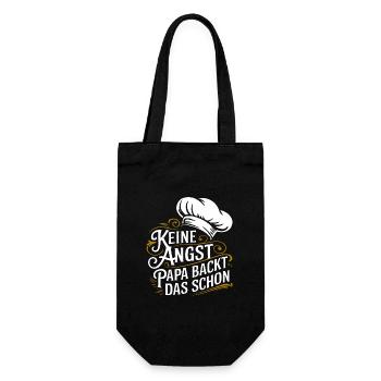Papa backt das schon. Unser Papa ist Bäcker - Geschenkbeutel für Flaschen - Schwarz - Vorne