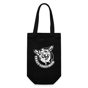 CRAZY CORGI MOM lustiger Corgi Wilsigns - Geschenkbeutel für Flaschen - Schwarz - Vorne