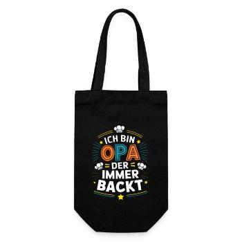 Ich bin der Opa der immer backt lustiger Opaspruch - Geschenkbeutel für Flaschen - Schwarz - Vorne