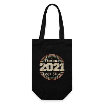 2021 Retro Vintage Geburtstag geboren in - 2021 - Geschenkbeutel für Flaschen - Schwarz - Vorne