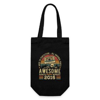 Born in August 2016 Birthday Gift August 2016 August - Gift Bag for Bottles - black - Front