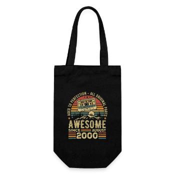 Born in August 2000 Birthday Gift August 2000 August - Gift Bag for Bottles - black - Front