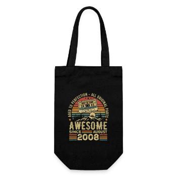 Né en Août 2008 Cadeau Anniversaire Août 2008 Août - Sac à bouteille - noir - Devant