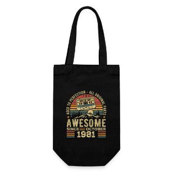 October 1981 Birthday Gift October 1981 - Gift Bag for Bottles - black - Front