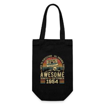 Oktober 1954 Geburtstagsgeschenk Oktober 1954 - Geschenkbeutel für Flaschen - Schwarz - Vorne