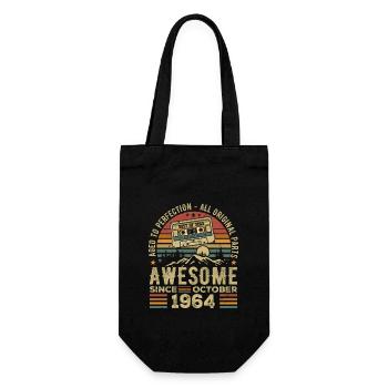 Oktober 1964 Geburtstagsgeschenk Oktober 1964 - Geschenkbeutel für Flaschen - Schwarz - Vorne