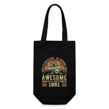 Oktober 1951 Geburtstagsgeschenk Oktober 1951 - Geschenkbeutel für Flaschen - Schwarz - Vorne