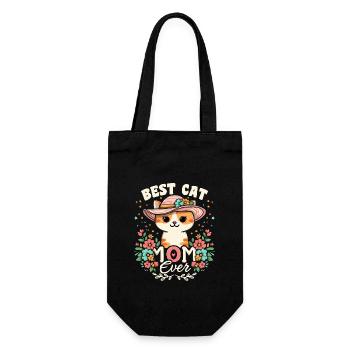 Best Cat Mom Ever Funny Mothers Day - Cute Cat - Gift Bag for Bottles - black - Front