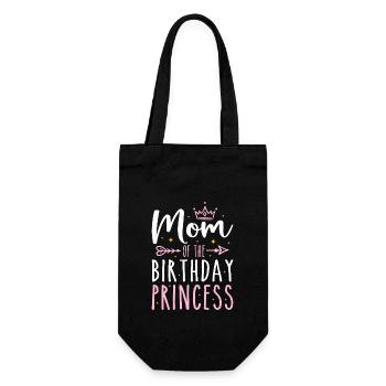 Mom Of The Birthday Princess Girls Funny Birthday - Sac à bouteille - noir - Devant