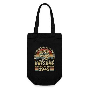 December 1945 Gift - Awesome Since December 1945 - Gift Bag for Bottles - black - Front