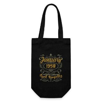 January Birthday Gift Born In January 1958 - Gift Bag for Bottles - black - Front