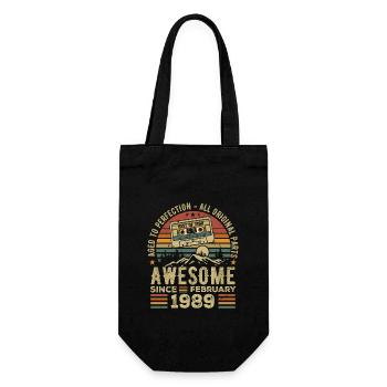 February 1989 Retro 1989 Birthday February 1989 - Gift Bag for Bottles - black - Front