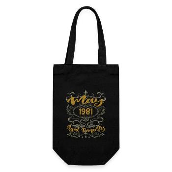 Geboren im Mai 1981 Geburtstag Mai 1981 Geburtstag Mai 1981 - Geschenkbeutel für Flaschen - Schwarz - Vorne