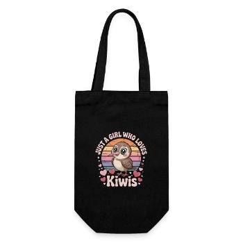 Just a girl who loves Kiwis - Geschenkbeutel für Flaschen - Schwarz - Vorne