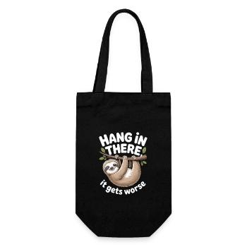 Hang in there lustiges Faultier - Geschenkbeutel für Flaschen - Schwarz - Vorne