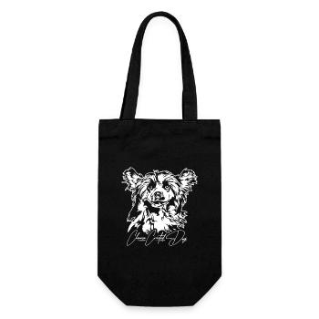 CHINESE CRESTED DOG Powderpuff Portrait Wilsigns - Geschenkbeutel für Flaschen - Schwarz - Vorne